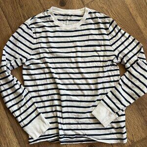 J.Crew Long-sleeve slub cotton pocket T-shirt Blue White Stripe Mens Medium